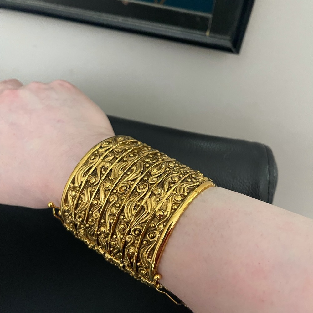 Chanel 18k gold plated over stainless steel vintage bungle